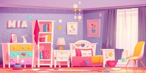 Anime Houses, Bedroom Cartoon, Girls Room Colors, Bedroom Illustration, Free Vector Backgrounds, Braces Colors, 2160x3840 Wallpaper, Drawing Accessories, Interior Illustration