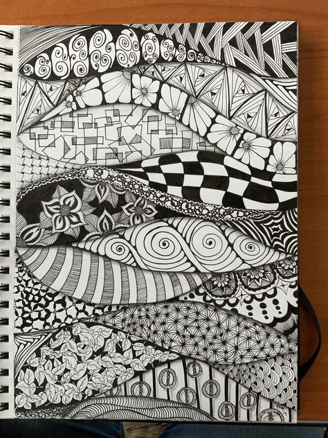 Unique Zentangle Drawings, Zen Tangle Patterns, Zantangle Art, Zentangle Pattern, Ink Doodles, Zen Doodle Patterns, Zentangle Artwork, Doodle Art Journals, Zen Doodle Art