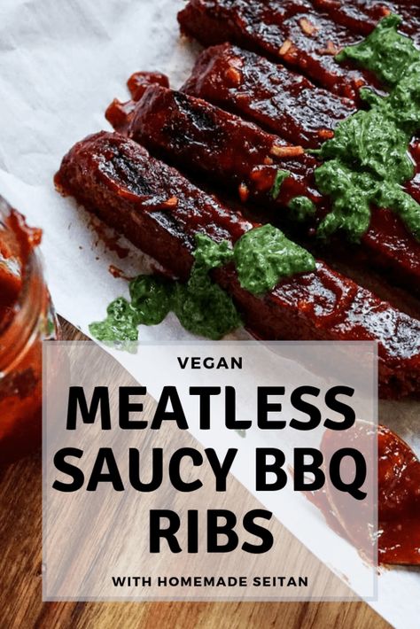 Vegan Bbq Ribs, Vegan Ribs, Homemade Seitan, Salt Free Recipes, Vegan Meat Recipe, Vegan Bbq Recipes, Bbq Sauce Ingredients, Sweet Bbq Sauce, Vegan Worcestershire Sauce