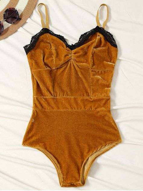 Elegant Bodysuit, Velvet Lingerie, Burnt Orange Velvet, Bodysuit Shapewear, Velvet Tank Top, Velvet Tank, Full Body Suit, Orange Velvet, Velvet Bodysuit