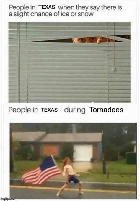 Texas hurricane vs. ice & snow😉 funny, humor Texas Humor, Crazy Funny Memes, Memes Humor, Really Funny Memes, Funny Laugh, Funny Posts, Funny Photos, Funny Images, Really Funny