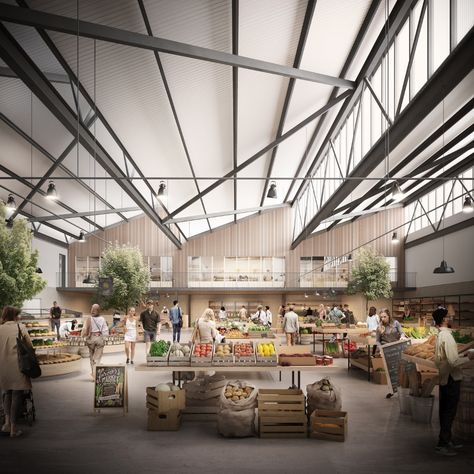 Supermarket Design, Traditional Market, Public Market, Adaptive Reuse, Natural Ventilation, Urban Architecture, Food Hall, Architecture Portfolio, Architecture Presentation