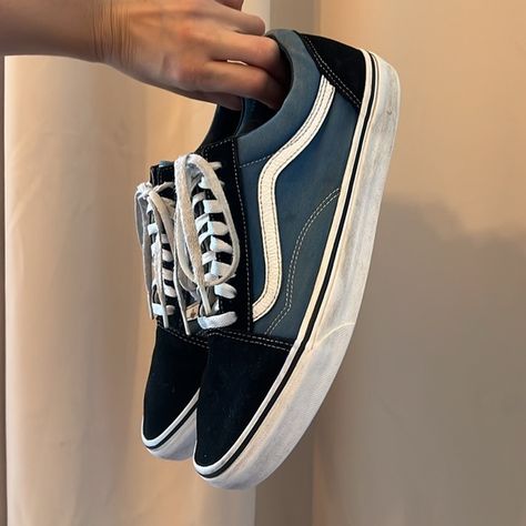 VANS | blue & black | Old skool | Men size 11 Vans Blue, Black And White Sneakers, Old Skool, White Sneakers, Blue Black, Black And White, Sneakers, Jewelry Watches, Plus Fashion