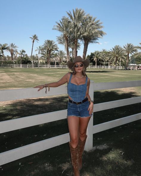 day 2: denim on denim 💙 it wasn’t planned but it worked out because it was actually denim day at stagecoach. necklaces: @jamesmichelle code: TAYLORVEER hat: @boot_barn_official denim outfit: @revolve Denim On Denim Country Outfit, Festival Denim Outfit, Denim And Cowboy Boots Outfit, Denim Nashville Outfit, Denim Country Outfits, All Demin Outfit, Jeans And Cowboy Boots Outfit, Denim Cowgirl Outfit, Tube Outfit