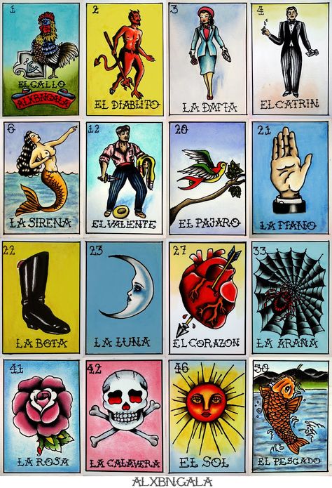 Loteria - Mexico Tattoo, Den Mrtvých, Mexican Tattoo, Mexican Art Tattoos, Loteria Cards, Mexican Culture Art, Spider Tattoo, Gaming Tattoo, Card Tattoo