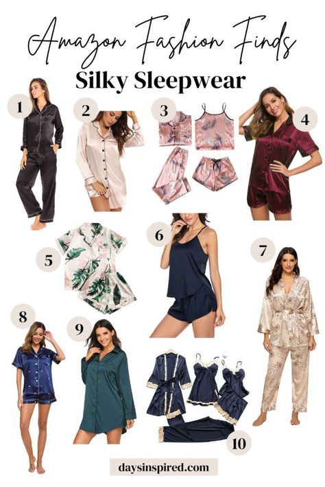 My favorite silk sleepwear sets from Amazon. Whether you're looking for a sating nightgown, dress, or shorts, amazon has so many cute and luxurious looking options. Here are my favorite silk sleepwear Co Ord Outfits, Amazon Kitchen Must Haves, Oversize Outfit, Sleep Sets, Nightgown Dress, Amazon Fashion Finds, Slouch Socks, Night Gowns, Ways To Be Happier