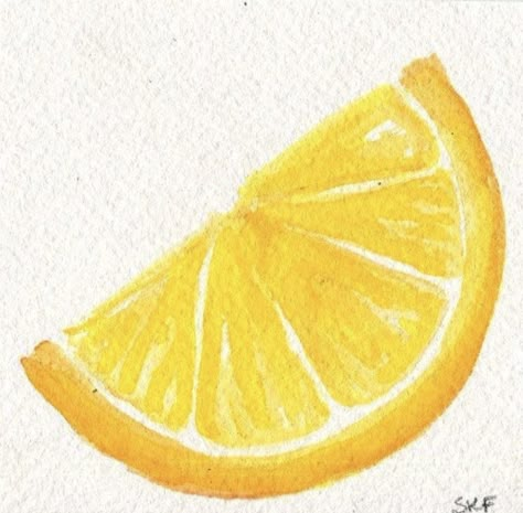 Paint Lemon, Lemon Home Decor, Fruit Watercolor, Food Art Painting, Lemon Watercolor, Lemon Painting, Fruits Drawing, Orange Slice, Watercolor Paintings For Beginners