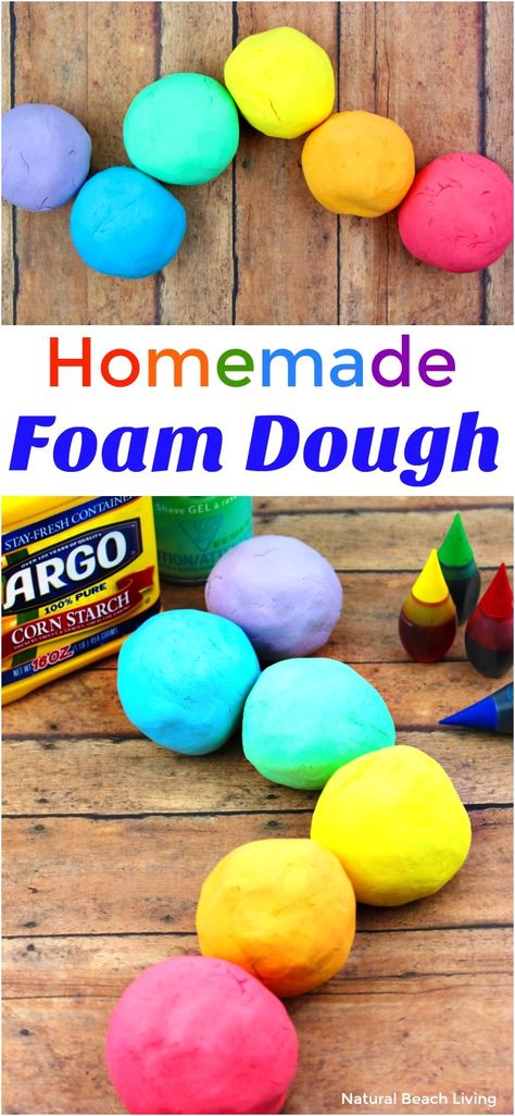 Looking for a fun Rainbow themed activity to do with your kids? This Rainbow Foam Dough is soft, silky, and squishy - and best of all, it's easy to make. How to Make Shaving Cream Playdough Recipe - Easy Foam Dough. Your children will love to squish the shaving cream and cornstarch together to make a batch of foam playdough for an afternoon playdate, sensory activity, or just some messy play. Shaving Cream Playdough, No Cook Playdough, Foam Dough, Best Homemade Playdough Recipe, Easy Play Dough, Best Playdough Recipe, Easy Playdough Recipe, Cooked Playdough, Edible Playdough