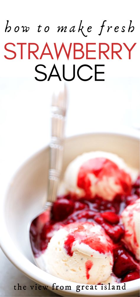 strawberry sauce on ice cream Strawberry Sauce Recipe, Cheesecake Yogurt, Ice Cream Cheesecake, Ice Cream Sauce, Homemade Strawberry Sauce, Recipe Strawberry, Dessert Sauce, Fruit Sauce, Cream Cheesecake