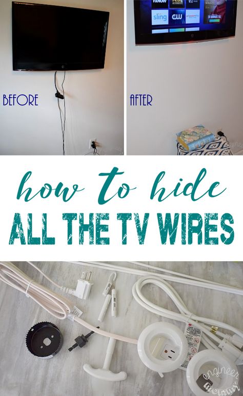 Looking for a smart solution for all those unsightly TV cables? See how this simple kit solves this problem. Hiding Tv Cords On Wall, Hide Tv Cords, Casa Disney, Tv Cords, Hanging Tv, Hide Cords, Hidden Tv, Hide Wires, Diy Tv