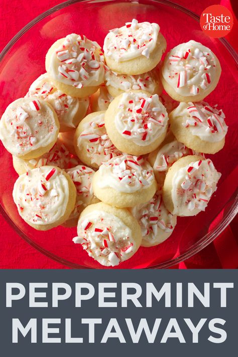 Peppermint Meltaways, Best Christmas Cookie Recipe, Christmas Cookies Easy, Peppermint Cookies, Best Christmas Cookies, Holiday Cookie Recipes, Crinkle Cookies, Xmas Cookies, Idul Fitri