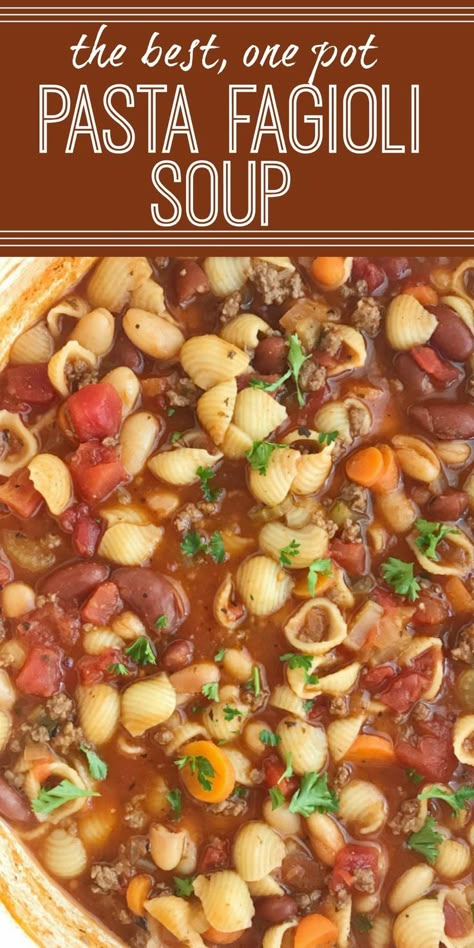 Fagioli Soup Olive Garden, Slow Cooker Soup Recipes Easy, Soup Olive Garden, Pasta Fagioli Soup, Resep Pasta, Fagioli Soup, Soup With Ground Beef, Beef Soup Recipes, Pasta Fagioli