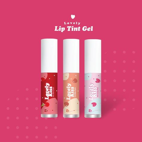 Lipstick Designs Packaging, Liptint Label Design Layout, Liptint Packaging Design, Lipstick Packaging Design Ideas, Lip Logo Design Ideas, Liptint Photoshoot Idea, Lip Tint Packaging Ideas, Lip Balm Ads, Liptint Label Design