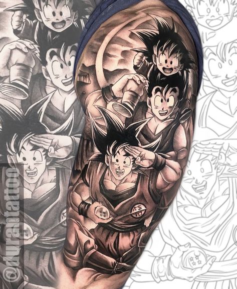 Tatuaje Dragon Ball, Goku Tattoo Ideas, Dragonball Tattoo, Shen Long Tattoo, Dbz Tattoo, Printable Tattoos, Benfica Wallpaper, Z Tattoo, Tattoo Themes