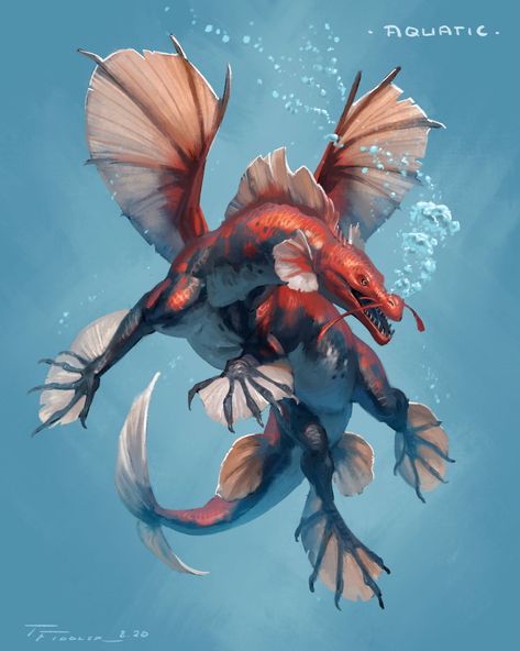 Taran Fiddler (@TFiddlerArt) / Twitter Underwater Dragon, Aquatic Dragon, Taran Fiddler, Koi Dragon, Mythical Creatures Fantasy, Mystical Animals, Creature Artwork, Fantasy Beasts, Creature Drawings