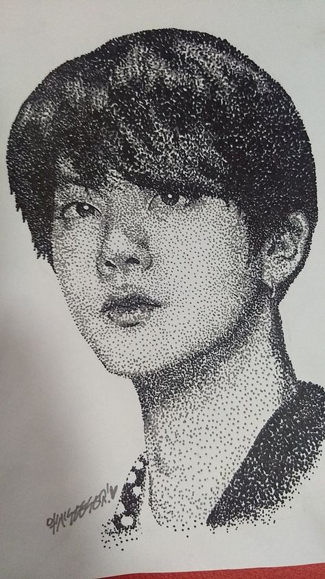 Stippling Art Portraits, Pointillism Easy, Stippling Portraits, Pointillism Drawing, Hand Portrait, Dotwork Art, Pointalism Art, Hair Drawings, Stippling Drawing