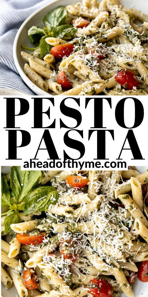 Grammas Recipes, Pesto Penne Pasta, Dinner Meatless, Penne Pasta Salads, Tomato Pesto Pasta, Easy Pesto Pasta, Easiest Dinner, Penne Pasta Recipes, Pesto Salad