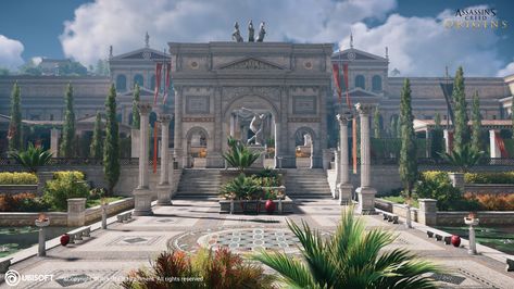 Ancient Greece City, City Fantasy Art, Greece City, Fantasy Cities, Assassin's Creed Origins, Europa Park, Assassins Creed Origins, Greek Architecture, Ancient Greek Architecture