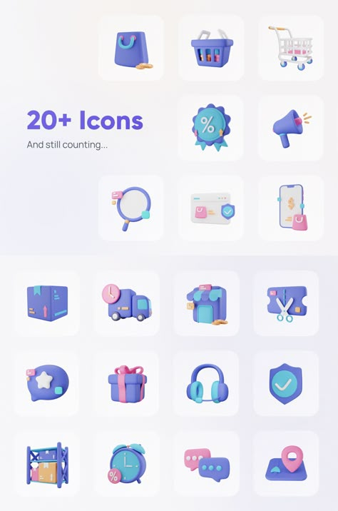 3D Icon Set Shopping Icon, Icon Set Design, Marketing Icon, Mobile App Design Inspiration, Icon Design Inspiration, 3d Blender, Store Icon, App Design Inspiration, 3d Icons