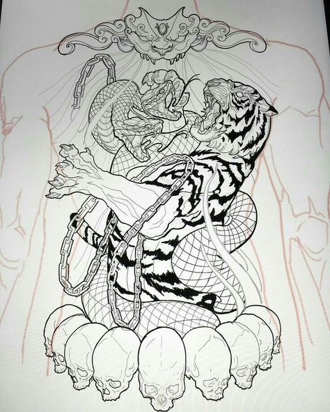 Tiger Snake, Tiger Tattoo Design, Pieces Tattoo, Asian Tattoos, Japan Tattoo, Japanese Tattoo Designs, Japanese Tattoo Art, Tiger Tattoo, Tattoo Life