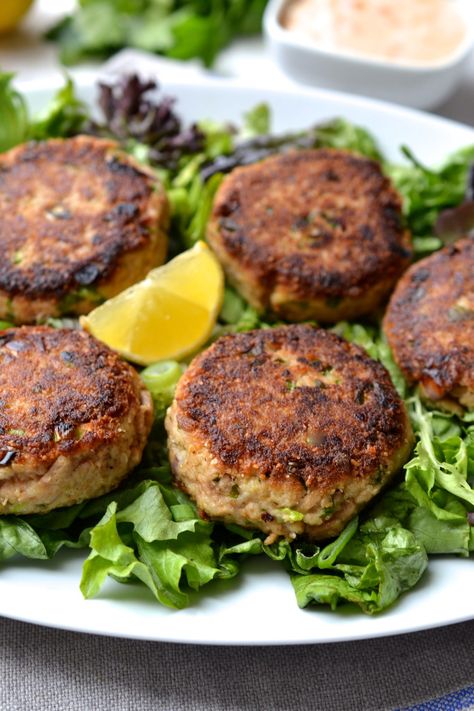 Easy Canned Tuna Patties | Every Last Bite Canned Tuna Patties, Paleo Tuna Cakes, Keto Tuna Cakes, Tuna Patties Easy, Paleo Tuna, Tuna Fish Cakes, Tuna Patties Recipes, Tuna Fish Recipes, Salad And Fries