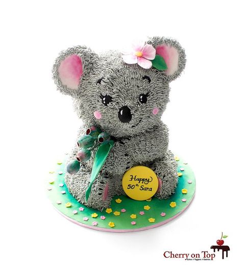 Adorable Koala Cake 🐨🌿🌸 Koala Cake, Cake Receipe, Spy Birthday Parties, Animal Birthday Cakes, Gravity Defying Cake, Chef Club, Zoo Birthday, Happy Birthday Beautiful, 16 Birthday Cake