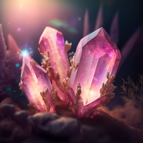 #ai #aesthetic #эстетика #crystals #crystalhealing #instagram #inspiration #art #artwork #artist #pink #quartz Crystals Digital Art, Pink Crystal Aesthetic Wallpaper, Crystal Icons Aesthetic, Pink Witchcraft Aesthetic, Crystal Magic Art, Pink Quartz Aesthetic, Crystal Magic Aesthetic, Purple Crystals Aesthetic, Magic Crystal Art