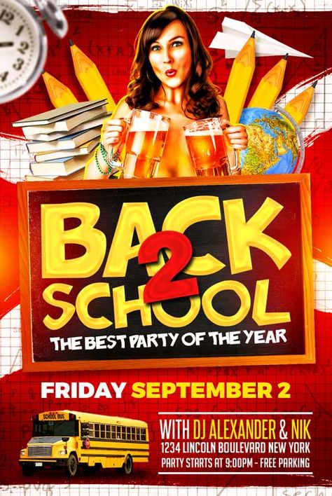 Photoshop Flyer Template, Back To School Flyer, College Flyer, New York Party, The Eminem Show, Dj Flyer, Photoshop Flyer, School Flyer, Chill Zone