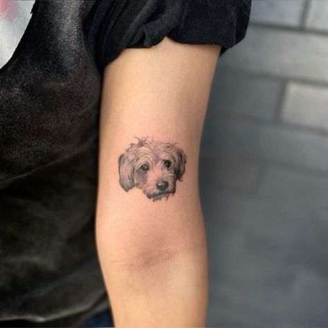 Black And Grey Pet Portrait Tattoo, Nutmeg Tattoo, Simple Dog Portrait Tattoo, Cartoon Dog Tattoo, Realistic Dog Tattoo, Pet Portrait Tattoo, Potrait Tattoo, Dog Portrait Tattoo, Mini Portrait