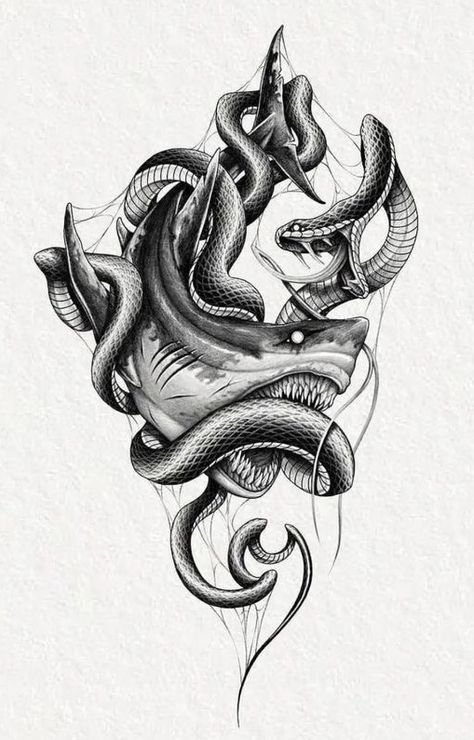 Hai Tattoo, Inspiring Tattoos, Crow Tattoo Design, Serpent Tattoo, Japanese Dragon Tattoos, Biomechanical Tattoo, Shark Tattoos, Greek Tattoos, Gothic Tattoo