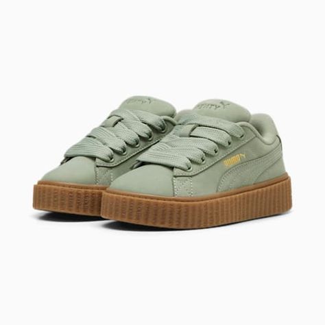 FENTY x PUMA Creeper Phatty Earth Tone Little Kids' Sneakers, Green Fog-PUMA Gold-Gum, extralarge