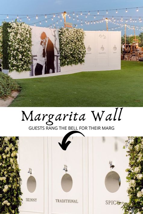 Margarita Wall Wedding, Wedding Margarita, Wedding Juice, Types Of Margaritas, Margarita Wedding, Margarita Wall, Ice Cream Wedding, Colorful Dinner, Hamptons Party