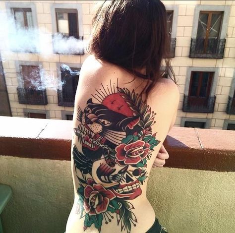 Traditional Back Tattoo, Tato Phoenix, Backpiece Tattoo, Traditional Tattoo Inspiration, American Traditional Tattoo Ideas, Traditional Tattoo Ideas, Back Piece Tattoo, Traditional Tattoo Sleeve, Full Back Tattoos