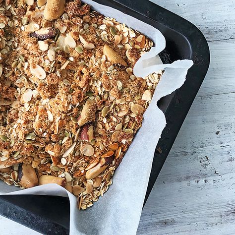 Muesli by Belinda Norton - Lets Cook That Book Belinda Norton, Muesli Recipe, Shredded Coconut, Rolled Oats, Start The Day, Pumpkin Seeds, Sesame Seeds, Hazelnut, Granola