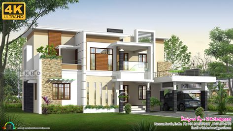 3200 Sq Ft House Plans, Box Type House, Bedroom Modern Contemporary, Flat Roof House Designs, Kerala Home Design, Small House Design Architecture, Modern Bungalow Exterior, Kerala Home, Flat Roof House