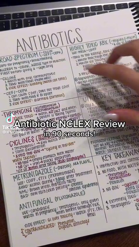 Antibiotics Pharmacology, Nursing School Life, Nclex Prep, Nclex Study, Nursing School Motivation, Nurse Study Notes, Nursing School Humor, Nursing School Survival, Biomedical Science