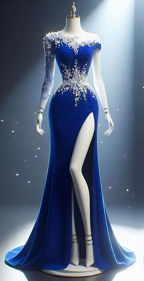 Gowns Dresses Elegant, 파티 드레스, Fancy Dresses Long, Fashion Drawing Dresses, Prom Dress Styles, Blue Evening Dresses, Fashion Illustration Dresses, Long Evening Gowns, Pretty Prom Dresses