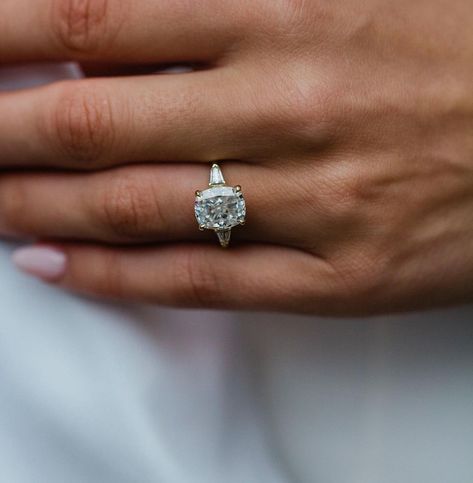 Classy Engagement Ring, Cushion Cut Moissanite Engagement Ring, Purity Ring, Elongated Cushion Cut, Cute Engagement Rings, Elongated Cushion, Engagement Ring Ideas, Cushion Cut Moissanite, Future Engagement Rings