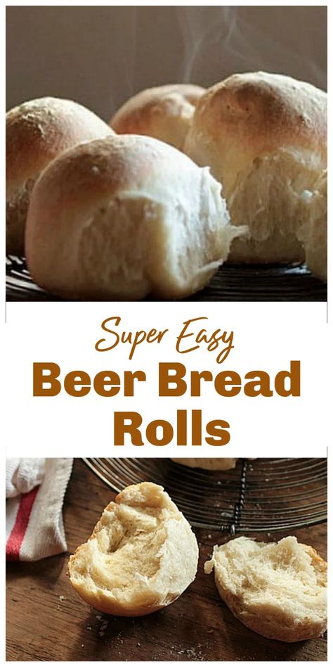 Beer bread makes for amazing dinner rolls, with a soft crumb and fantastic crust. These are made with beer and they taste delicious! They can be made with water too. And frozen, so you have warm rolls with every meal! #bread #beer #yeast #rolls Beer Buns Recipe, Beer Rolls Recipe, Beer Rolls, Kamut Bread, Easiest Bread Recipe Ever, Recipe For Bread, Beer Bread Easy, Bread Roast, Beer Dinner