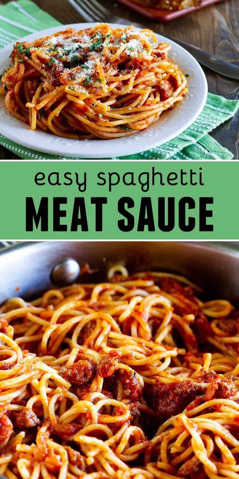 Sometimes you need something easy and fast. This Easy Spaghetti Meat Sauce starts off with canned spaghetti sauce but elevates it with a few simple ingredients. Easy Spaghetti Sauce, Spaghetti Recipes Easy, Canned Spaghetti Sauce, Great Dinner Ideas, Spaghetti Meat Sauce, Easy Spaghetti, Easy Weeknight Dinner, Spaghetti Recipes, Meat Sauce