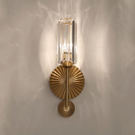 Clear Fluted Crystal Metal Wall Sconce – KIMI LIGHTING Luxury Wall Lamp, Crystal Wall Lighting, Crystal Wall Sconces, Sconces Bedroom, Crystal Wall, Metal Lighting, Light Sconces, Twinkle Lights, Interior Lighting