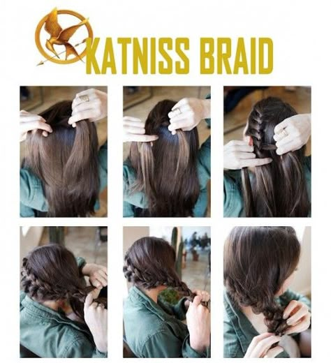 Katniss Everdeen Tutorial Katniss Everdeen Hair, Katniss Everdeen Braid, Katniss Hair, Hunger Games Hair, Katniss Costume, Katniss Braid, Braid Tutorial, Katniss Everdeen, Hair Dos