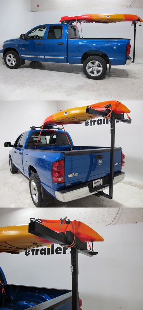 Carry a canoe or kayak safely and securely on your pickup truck - the darby extend-a-truck kayak carrier with hitch mounted load extender. When it comes to truck accessories for water lovers this is a necessity. Get to and from the water in no time. Kayak Rack For Car, Kayak Carrier, Creative Camping Ideas, Canoe Accessories, Kayak Storage, Buy A Boat, Kayak Rack, Kayaking Gear, Kayak Camping