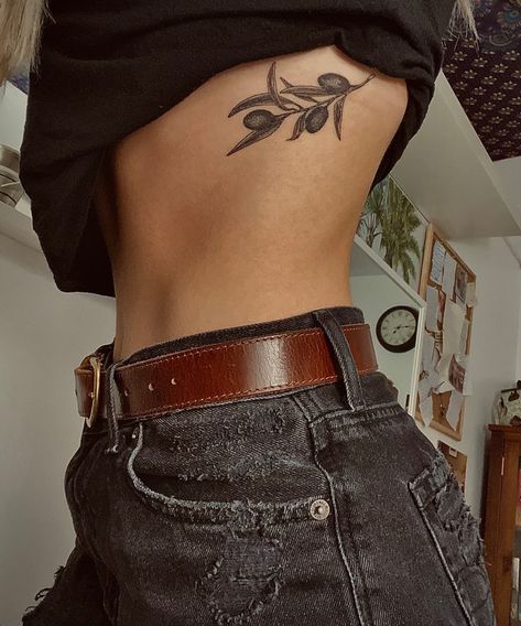 Olive Tattoos, Olive Tattoo, Tattoo Placement Arm, Tree Branch Tattoo, Tattoos On Side Ribs, Olive Branch Tattoo, Tattoos Inspo, Branch Tattoo, Small Tats