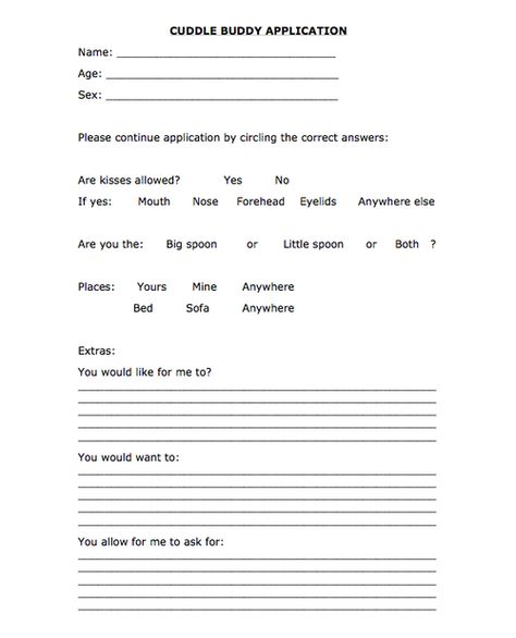 cuddle buddy Girlfriend Contract, Cuddle Application, Cuddle Buddy Application, Best Friend Application, Girlfriend Application, Boyfriend Application, Friend Application, Single As A Pringle, Funny Lists