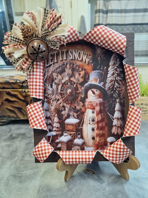 Torn Canvas Art, Exploding Canvas, Broken Canvas, Decoupage Canvas, Busted Canvas, Decoupage On Canvas, Mod Podge Projects, Snow Crafts, Christmas Picture Frames