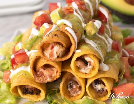 Cheesy Turkey Taquitos from Di Lusso Deli Company Turkey Taquitos, Deli Meat Recipes, Cheesy Turkey, Deli Turkey Recipes, Turkey Lunch, Turkey Lunch Meat, Deli Turkey, Crispy Cheese, Turkey Breast Recipe