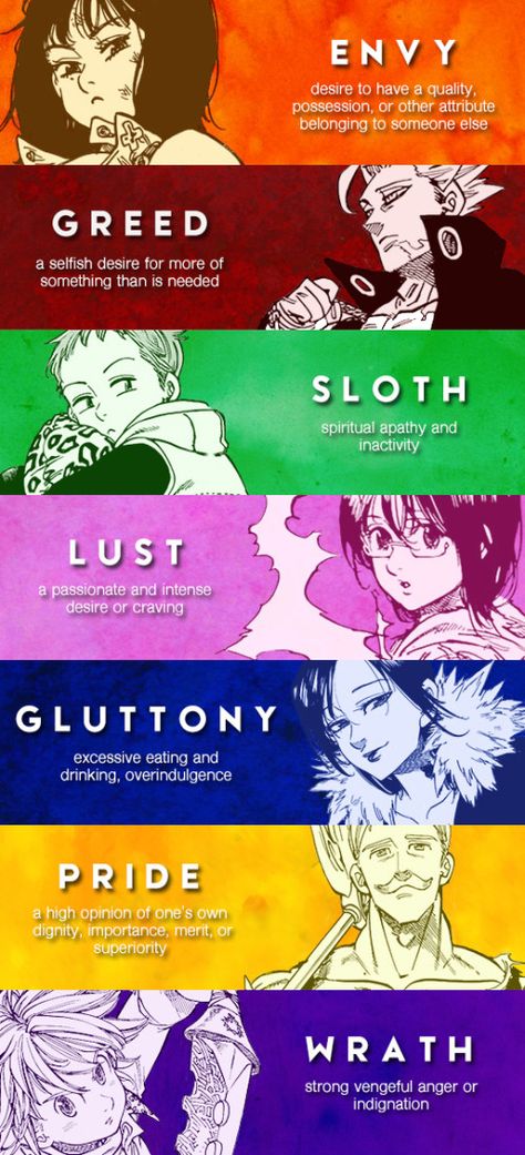 The seven deadly sins.....just saw at the ballet with my hubby on our getaway weekend.  Awesome!! Gowther 7 Deadly Sins, Fullmetal Alchemist 7 Deadly Sins, Seven Deadly Sins Anime Characters, Ban Deadly Seven Sins, King From Seven Deadly Sins, What Are The Seven Deadly Sins, Lust Sin Character Design, 7 Deadly Sins Merlin, The Seven Deadly Sins Fanart