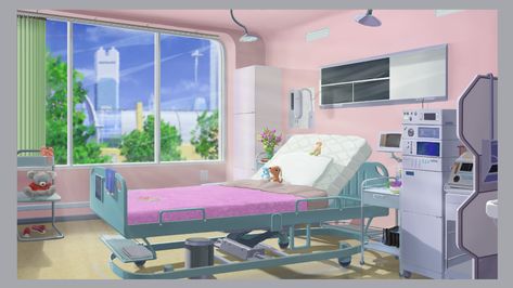 ArtStation - Hospital room 2, Aleksey Petruk Child In Hospital, Anime House, China Architecture, Episode Interactive Backgrounds, Small Space Interior Design, Anime Places, Episode Backgrounds, 2d Game Art, Hospital Room