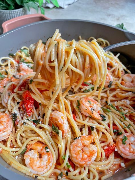 Tomato Basil Shrimp Pasta - thechowdown Tomato Basil Shrimp Pasta, Basil Shrimp Pasta, Tomato Basil Shrimp, Shrimp Pasta Recipes Tomato, Shrimp Tomato Pasta, Shrimp Recipes Healthy, Cherry Tomato Pasta, Shrimp Pasta Recipes, Shrimp Recipes For Dinner